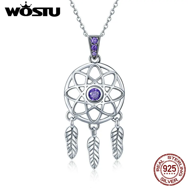 WOSTU 100% Серебро 925 пробы богемная кисточка Ловец снов цепочка подвеска ожерелье