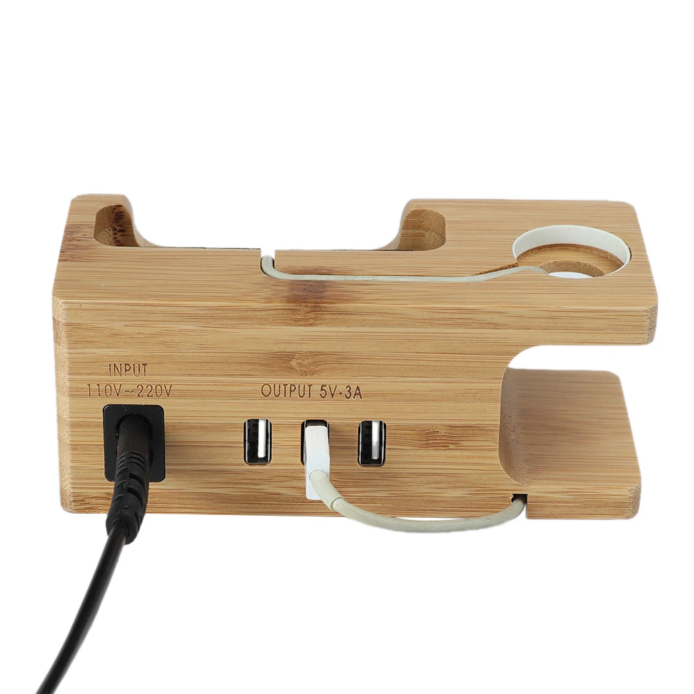 Новая бамбуковая подставка для часов, зарядная станция usb, деревянная док-станция, подставка для телефона, подставка для смартфона, настольная подставка для Apple Watch, IPhone