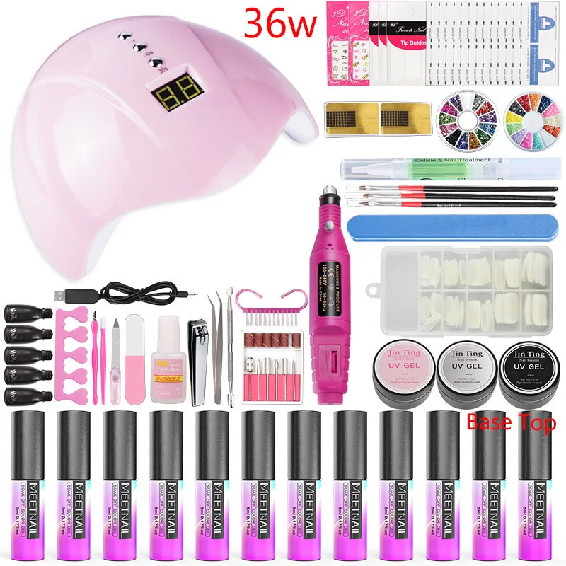 Набор для наращивания ногтей Гель маникюрный набор 36 Вт/48 Вт/80 Вт Светодиодная