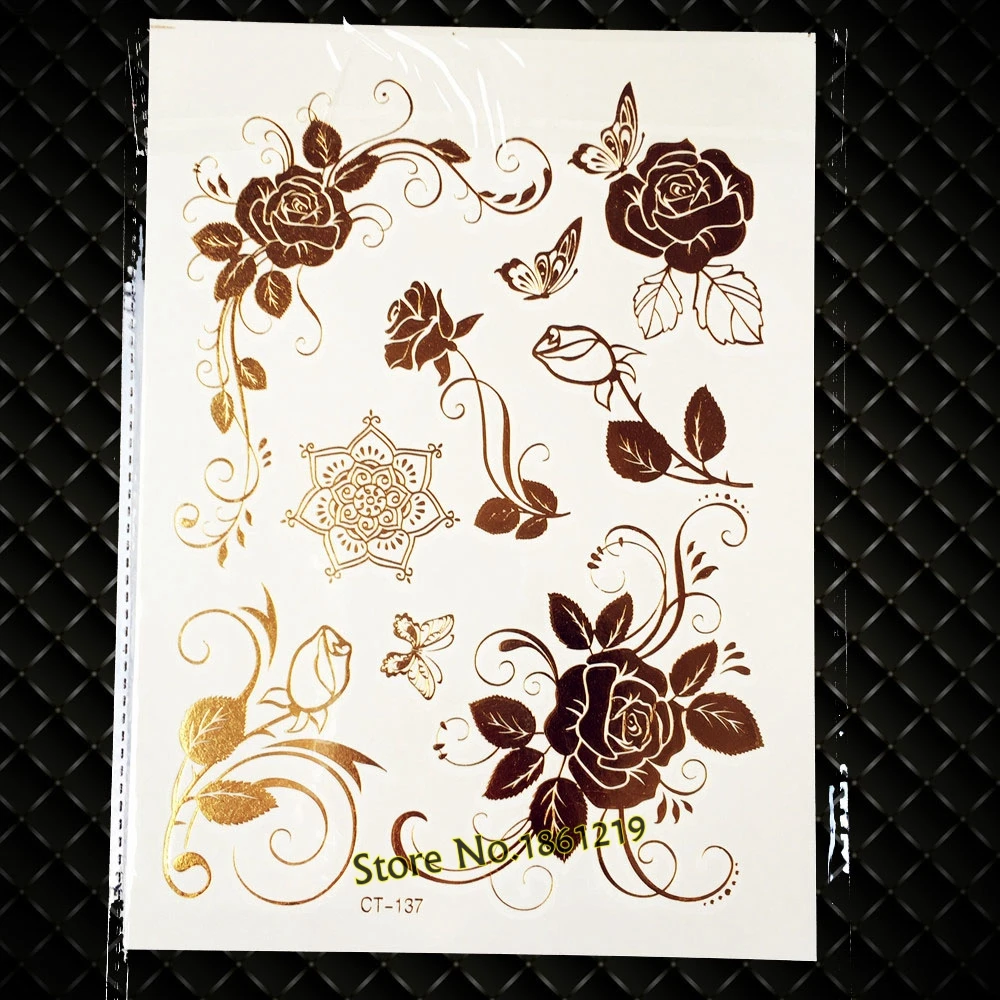 25 стилей летняя Водонепроницаемая Золотая Татуировка Flash ананас кокосовое