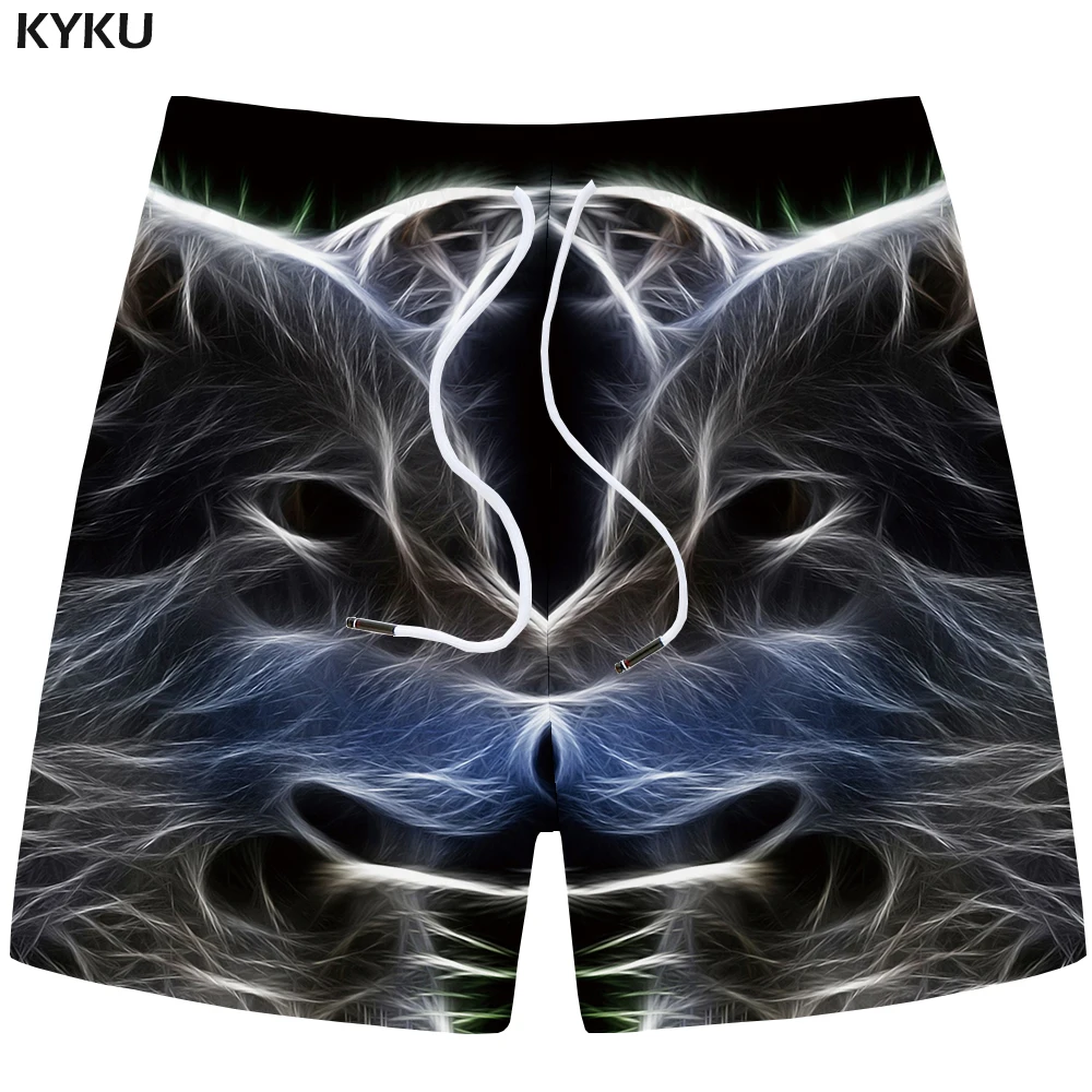KYKU Wolf шорты мужские повседневные короткие брюки карго черные пляжные шорты с 3d принтом готические мужские шорты для фитнеса новые мужские летние шорты