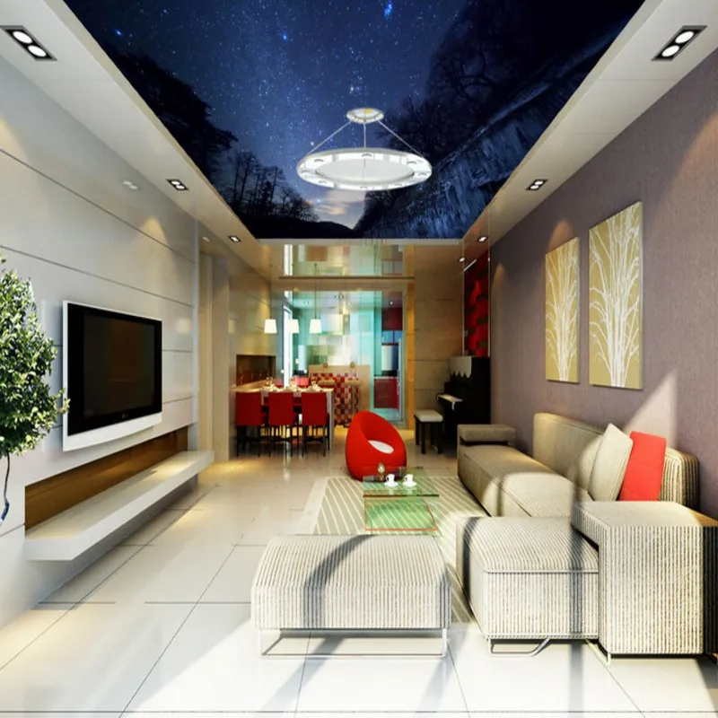 Фотообои фантастический альпийский Лес Ночь Небесный ззлетный потолок гостиная