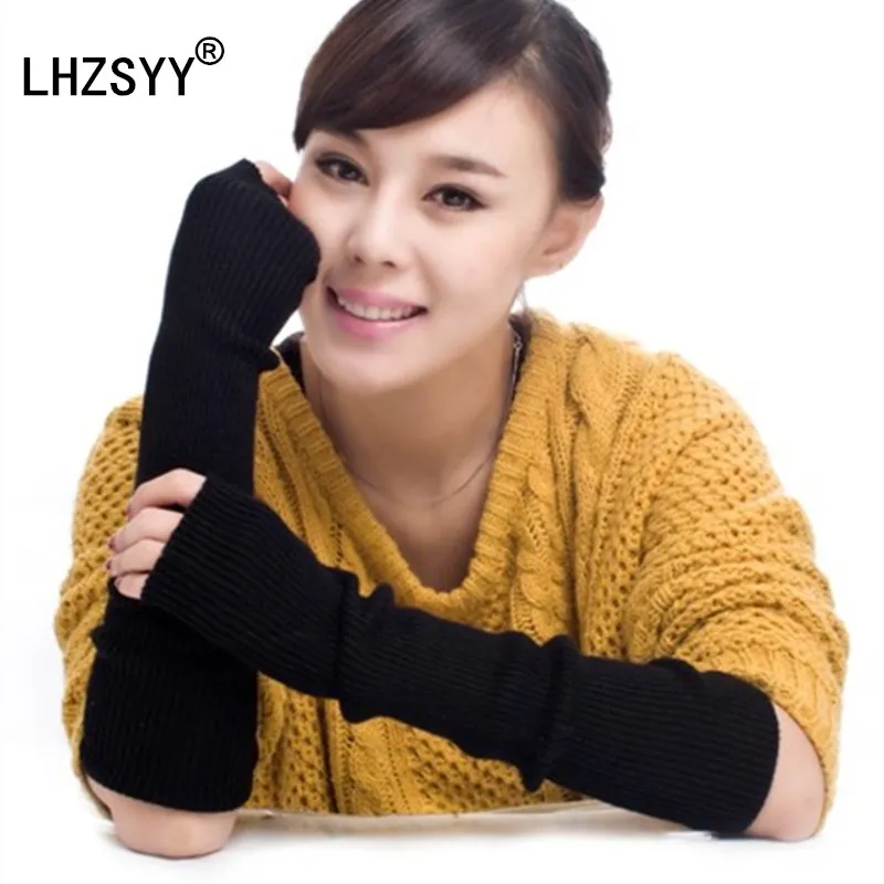 Женские длинные кашемировые перчатки LHZSYY однотонные мягкие и удобные шерстяные