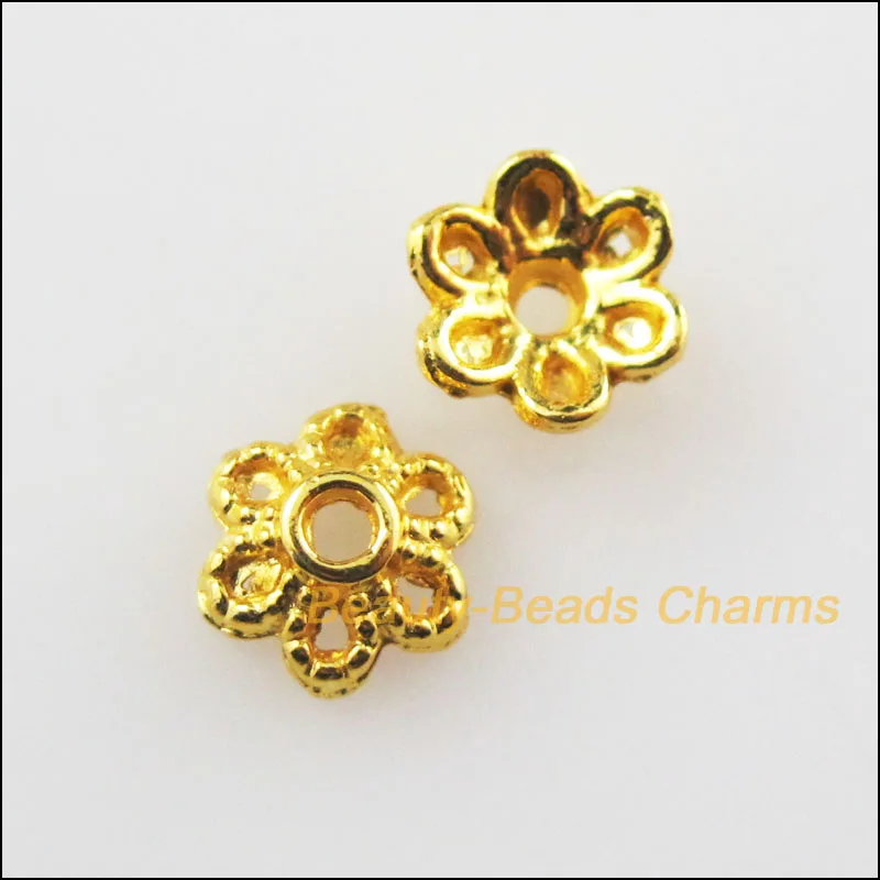 Новинка 200 разъемы для маленьких цветов колпачки бусин золотого цвета 6 мм |