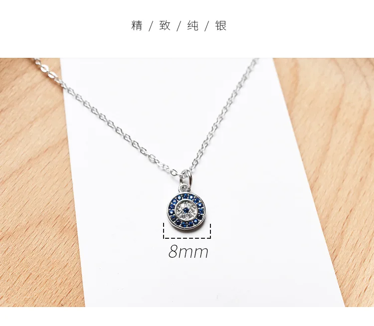 Hot New Arrival 925 Sterling Silver Blue Stone Eyes Charm Pendant Fashion Necklace Jewelry For Women Choker Thin Chain | Украшения и