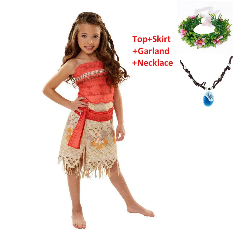 Moana Set-4 PaMaBa Kids Moana/приключенческий костюм; платье для девочек; летняя одежда; комплект одежды принцессы Vaiana; детское платье для костюмированной вечеринки на день рождения - Цвет: Moana Set-4