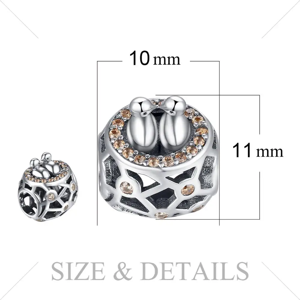 JewelryPalace 925 пробы серебро шампанское кубический ZirconiaTwo любовь птицы и гнездо Шарм