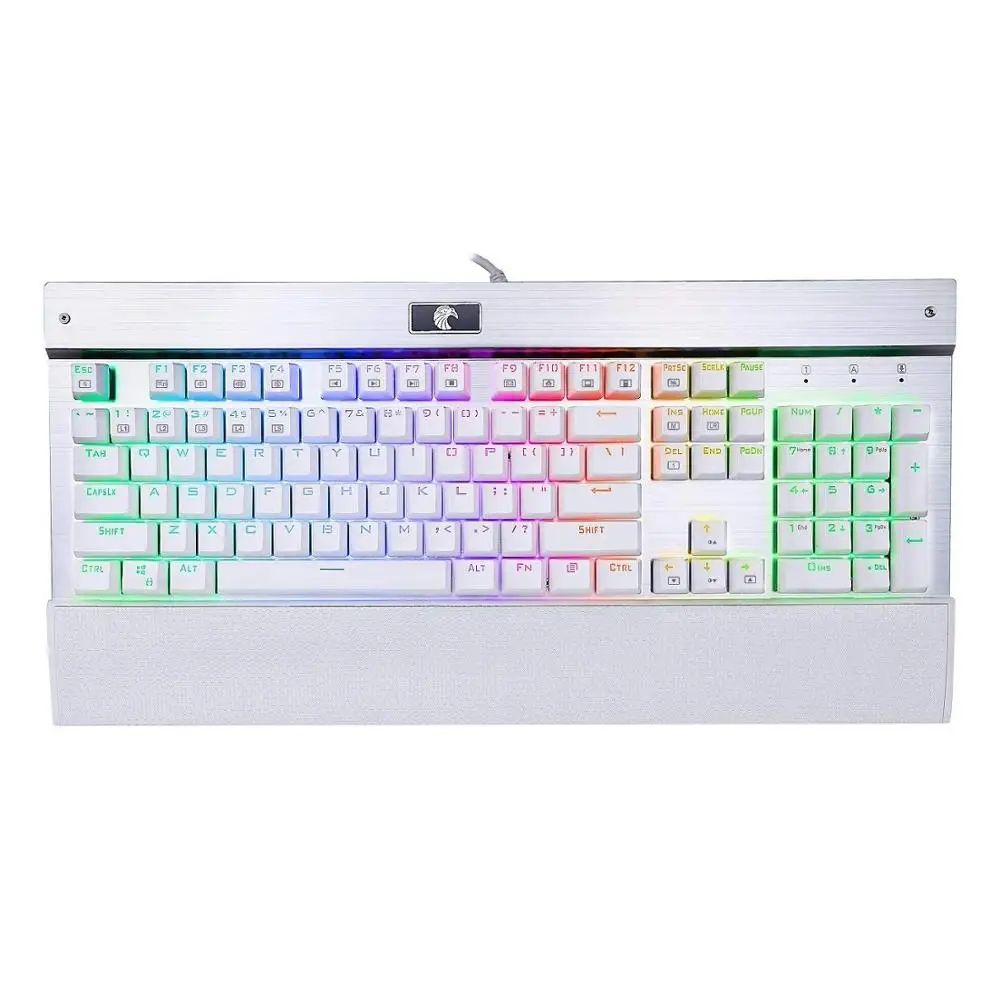Белый Z-77 RGB Механическая игровая клавиатура, программируемая RGB подсветка, DIY синие переключатели, подставка для запястья, 104 клавиши анти ореолы, белый - Цвет: Белый