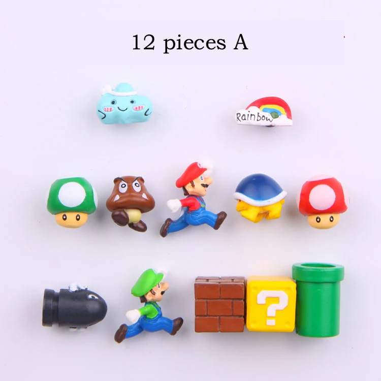 12 Pieces A Супер Марио DIY магнит на холодильник ТВ FC детская игра мультфильм игровой мультфильм 3D коробка льда Пастер ледяная коробка стикер - Цвет: 12 Pieces A
