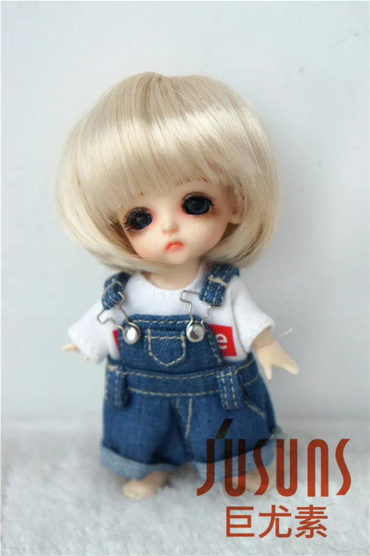 3-4inch Blond JD025 1/12 короткий кукольный парик с челкой для размера 3-4 дюйма 4-5 дюймов синтетический мохеровый парик для куклы крошечные кукольные аксессуары - Цвет: 3-4inch Blond