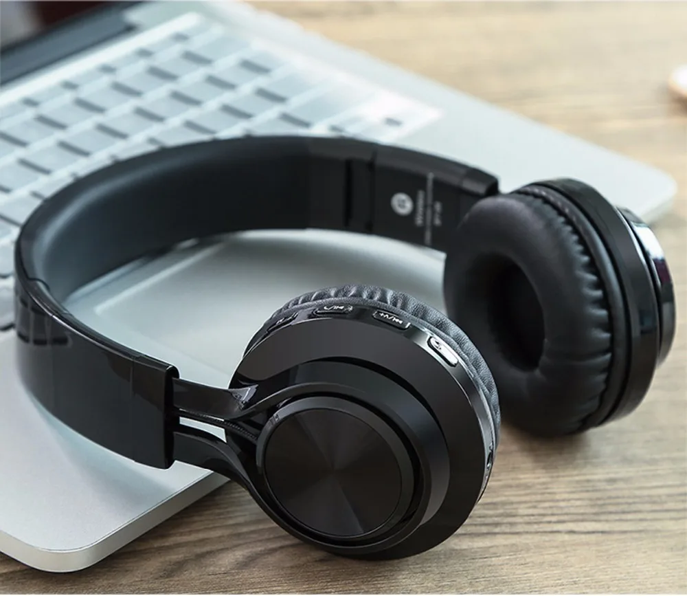Bluetooth наушники, Ralyin Складные стерео беспроводные Bluetooth наушники на ухо с микрофоном и регулятором громкости, беспроводной