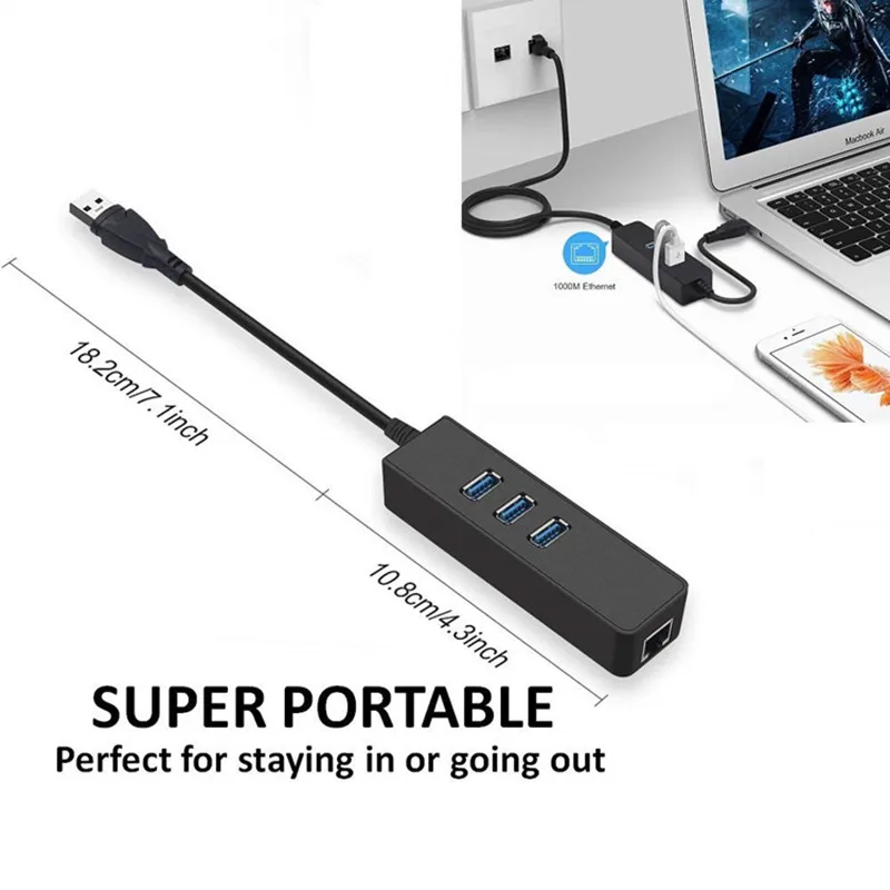 Ethernet адаптер Портативный USB 3,0 к RJ45 10/100/1000 Мбит/с сетевой LAN Проводной адаптер для Chromebook, MacBook, Mac Pro/Mini, iMa