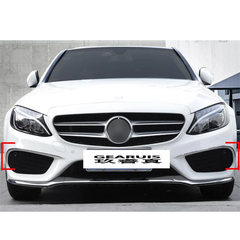 Для Mercedes Benz C Class W205 автомобильный Стайлинг передние противотуманные фары крышка решетка решетки наклейка на фары декоративные полосы авто аксессуары