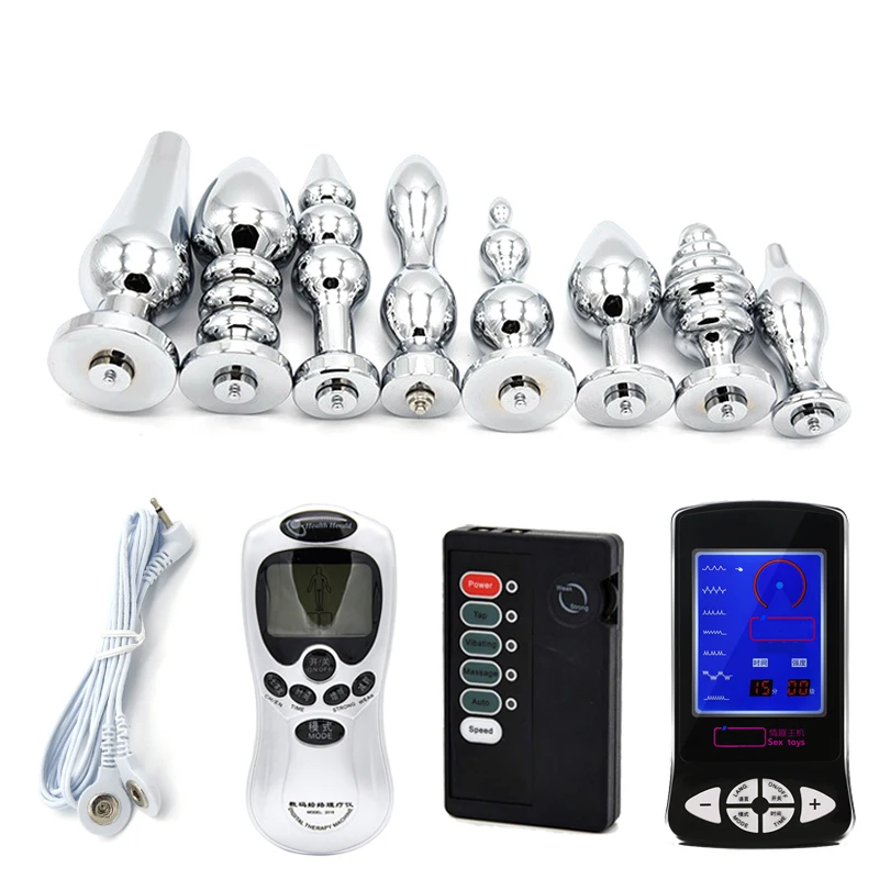 Анальная пробка из нержавеющей стали Электрический шок импульсный секс вибратор