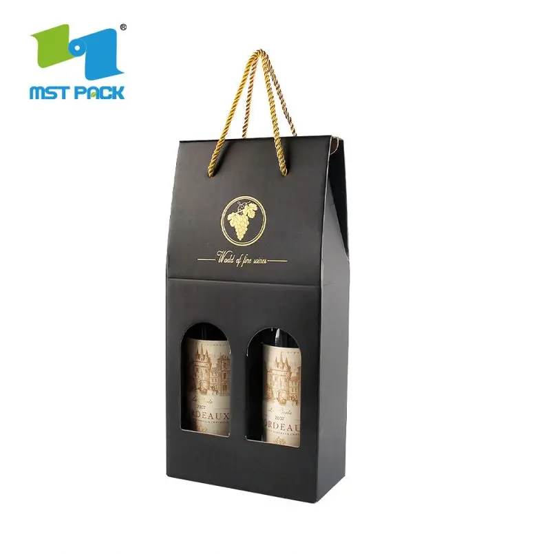 

Cheap Matte Laminated Paper Red Wine Box For 2 Bottles