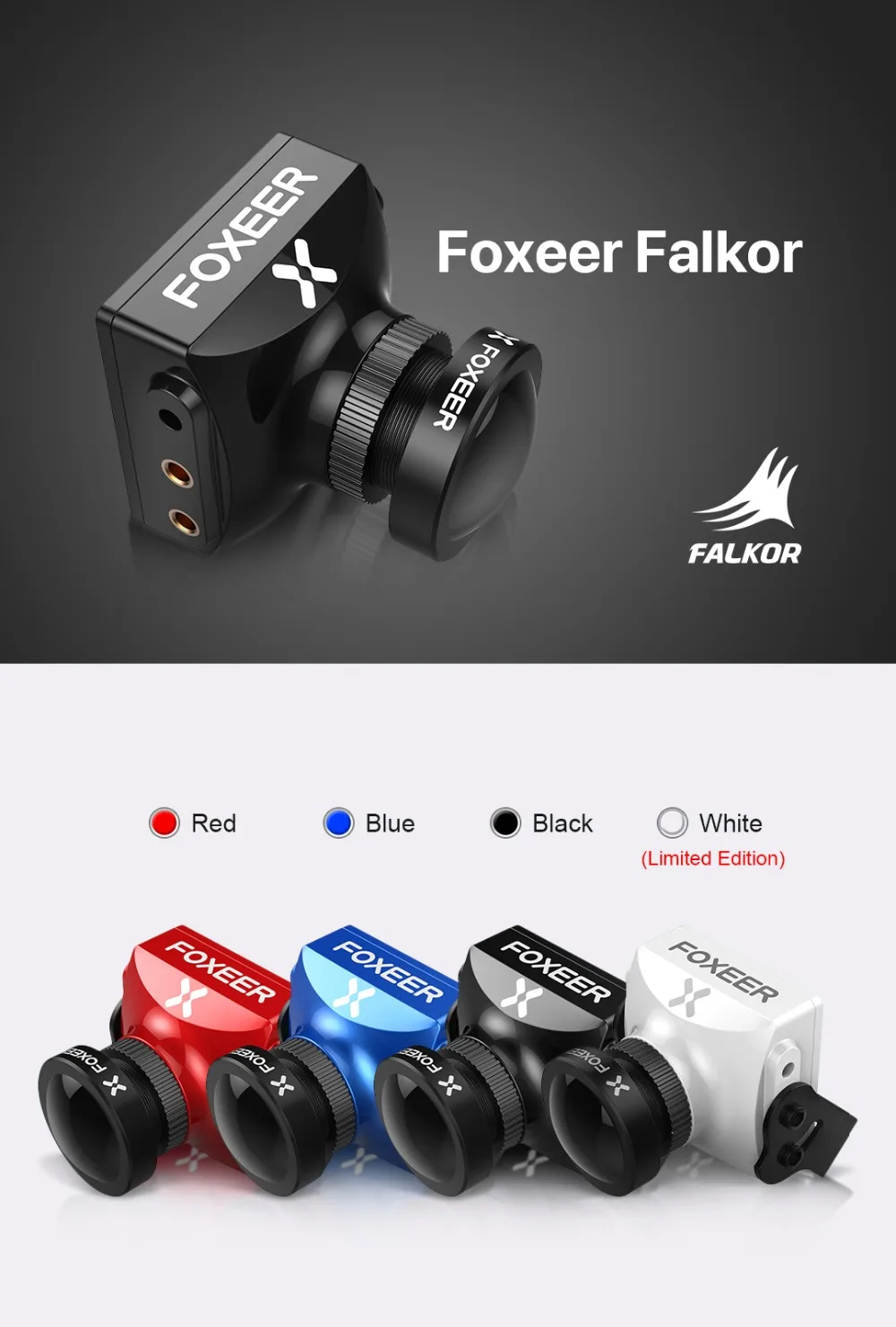 Foxeer Falkor FPV камера 1200TVL 1/3 CMOS 4:3/16:9 PAL/NTSC переключаемый G-WDR OSD для радиоуправляемого гоночного дрона