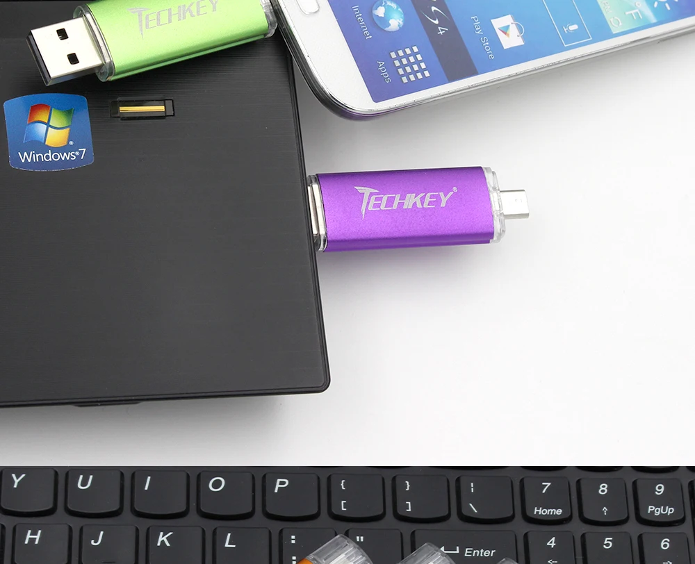 Новинка TECHKEY OTG usb 2,0 32gb usb флеш-накопитель 2,0 64gb флеш-накопитель 16gb memoria cel usb флеш-накопитель в подарок для samsung mobile