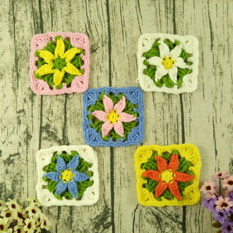 20 шт. квадратные вязаные крючком коврики 11 см |