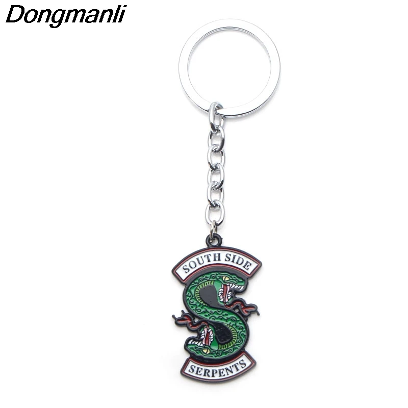 P1326 Dongmanli ривердейл "South Side serpents" Металл Эмаль Шарм цепочка для ключей автомобиля брелок для ключей, вентиляторы, подарок, ювелирное изделие