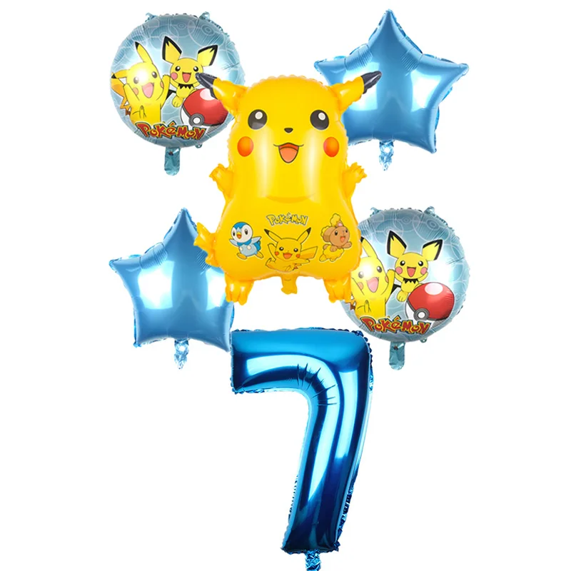 6 шт./компл. 32 дюйма номер мультфильм Пикачу из Pokemon Go фольги Воздушные шары Дети гелиевые шары Декор для вечеринки в честь Дня рождения поставки