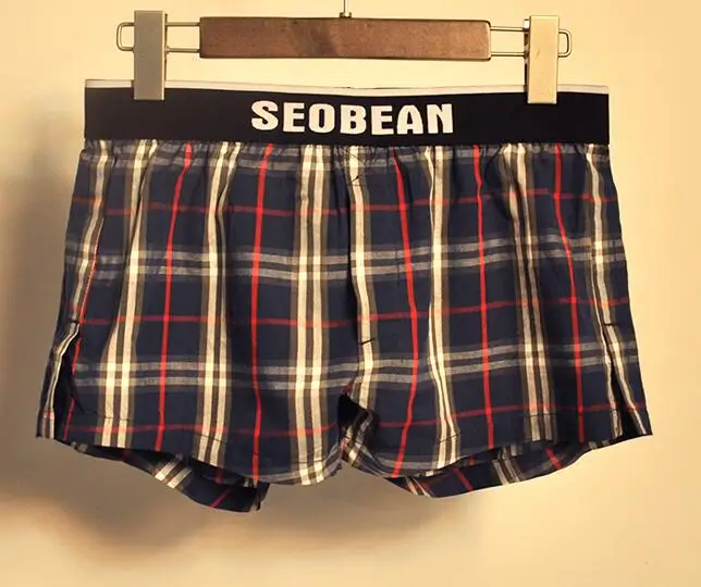 Шорты-боксеры SEOBEAN, мужские хлопковые шорты с открытым передом, внутренняя u-образная сумка Kurze Hosen Herre, клетчатый спортивный костюм, домашние повседневные шорты Cortos hombres - Цвет: NO1