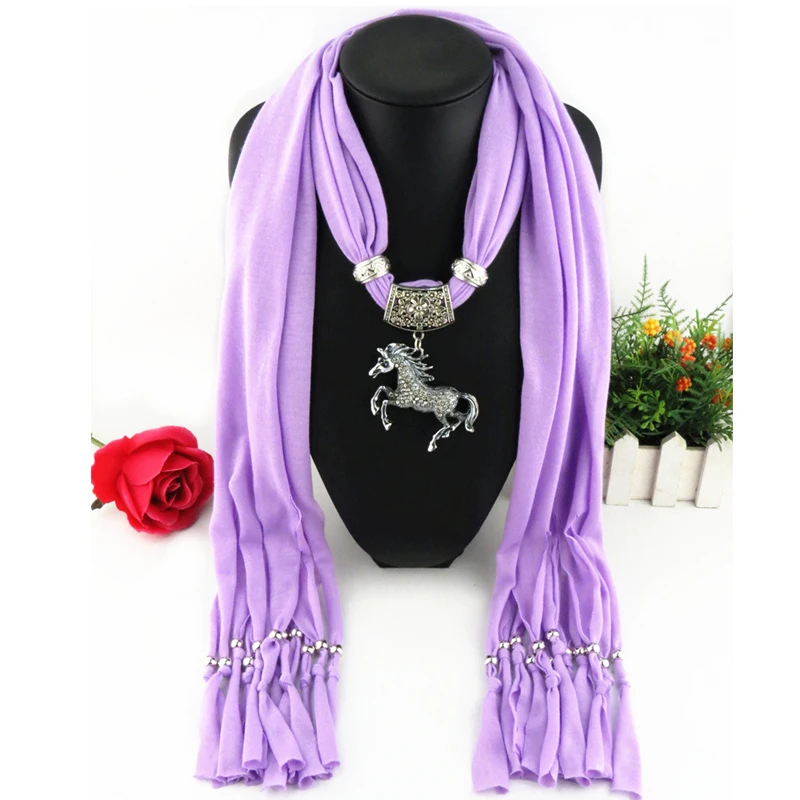 Женский шарф ожерелье из полиэстера с подвеской в виде лошади|pendant jewelry scarves|fashion