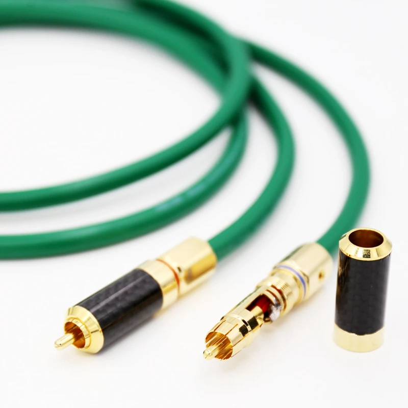 1 пара высокоэффективный углеродное волокно Золотой RCA разъем посеребренный Hifi
