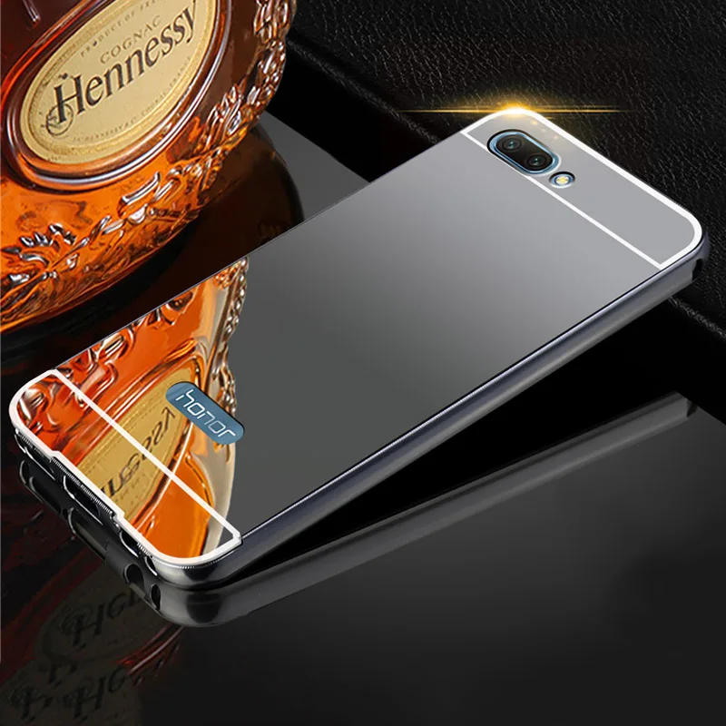 Для huawei Honor 10 чехол Honor 10 золотая металлическая алюминиевая рамка+ зеркальная Пластиковая Задняя Крышка Funda для huawei Honor 10 оболочка Coque - Цвет: Серый