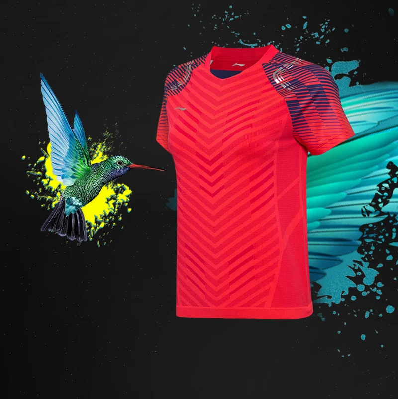 Li-Ning, женская футболка для бадминтона, сборная команда, соревнования, футболка, сухая, бесшовная подкладка, дышащие спортивные топы, AAYN002 WTS1370