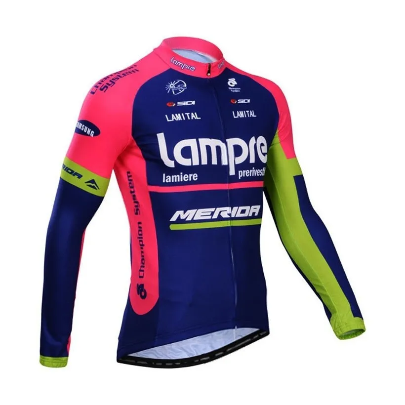 2015 Lampre осень с длинным рукавом задействуя джерси MTB Roupa Ciclismo одежда велосипедов