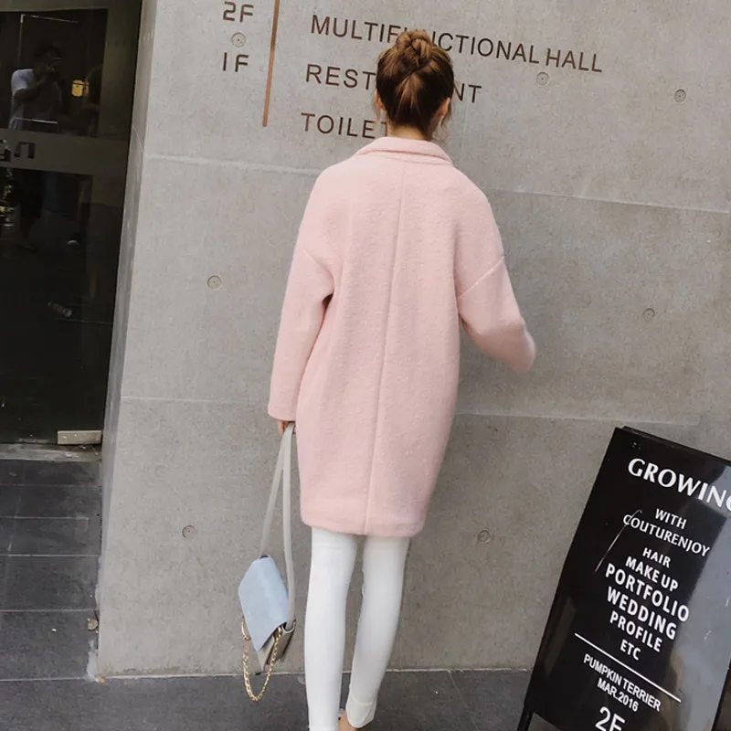 Женская шерстяная куртка в Корейском стиле длинная свободная на осень и зиму