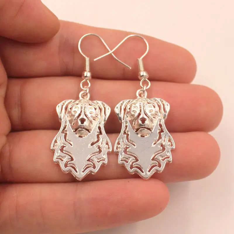 Серьги-подвески в виде австралийской овчарки животных серебряная тарелка милые