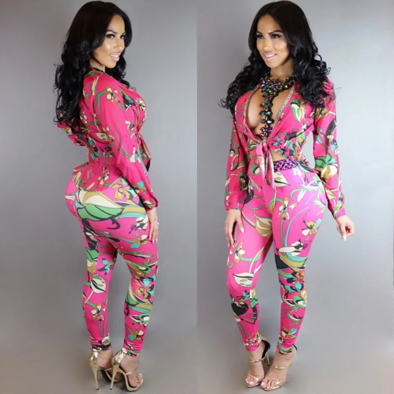 2017 Сексуальная печати женщины комбинезон многоцветный Боди С Колье Женщины