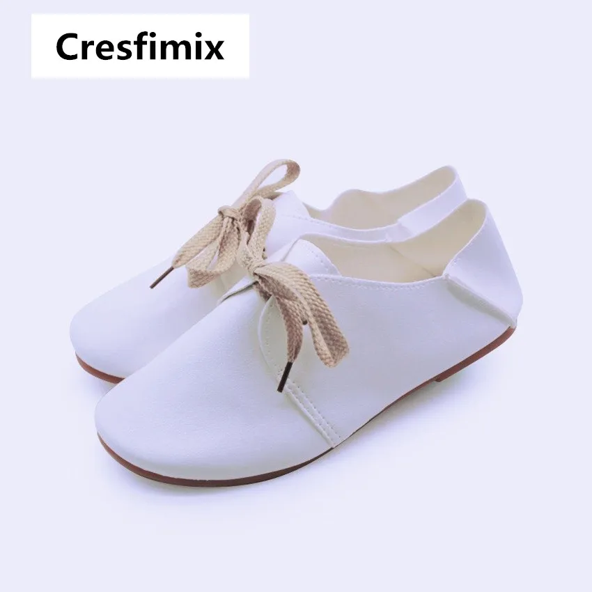 

Женские туфли на плоской подошве, из искусственной кожи, на шнуровке, весна-лето, белые