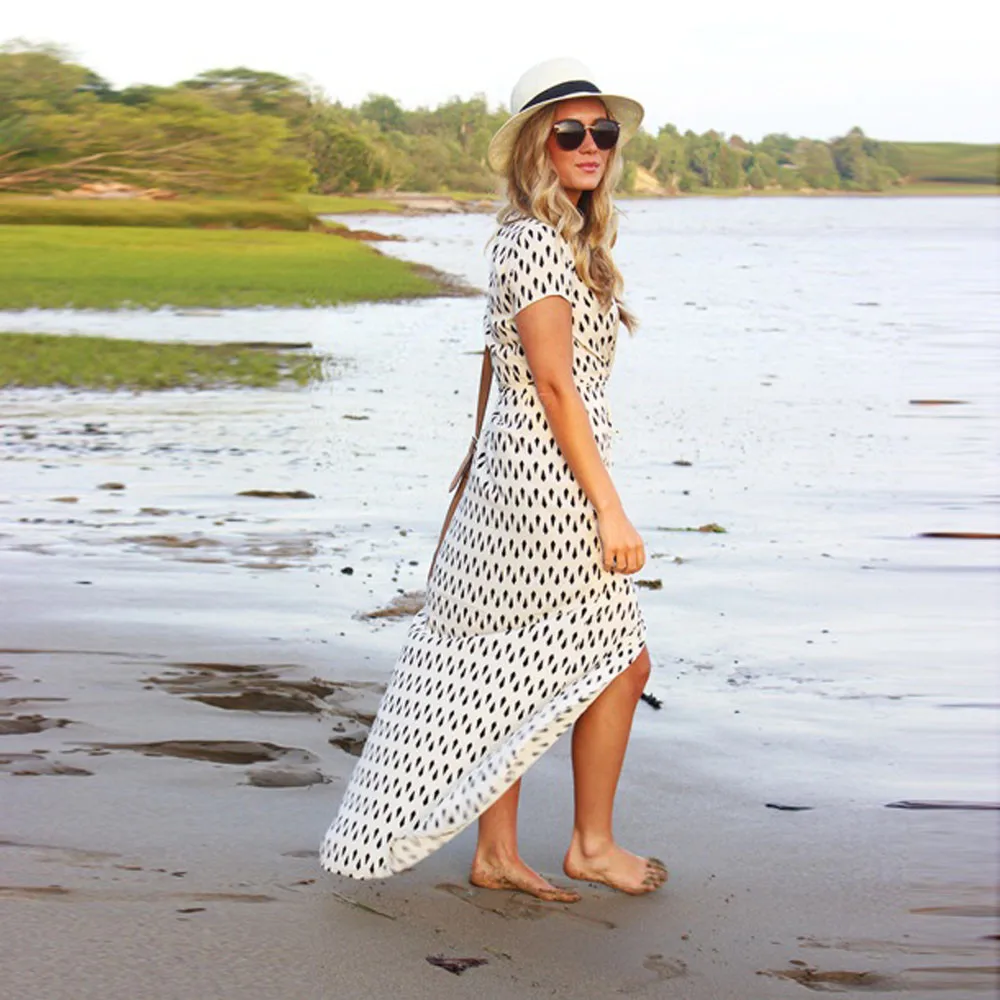 Женское сексуальное летнее платье с глубоким v образным вырезом Повседневное в