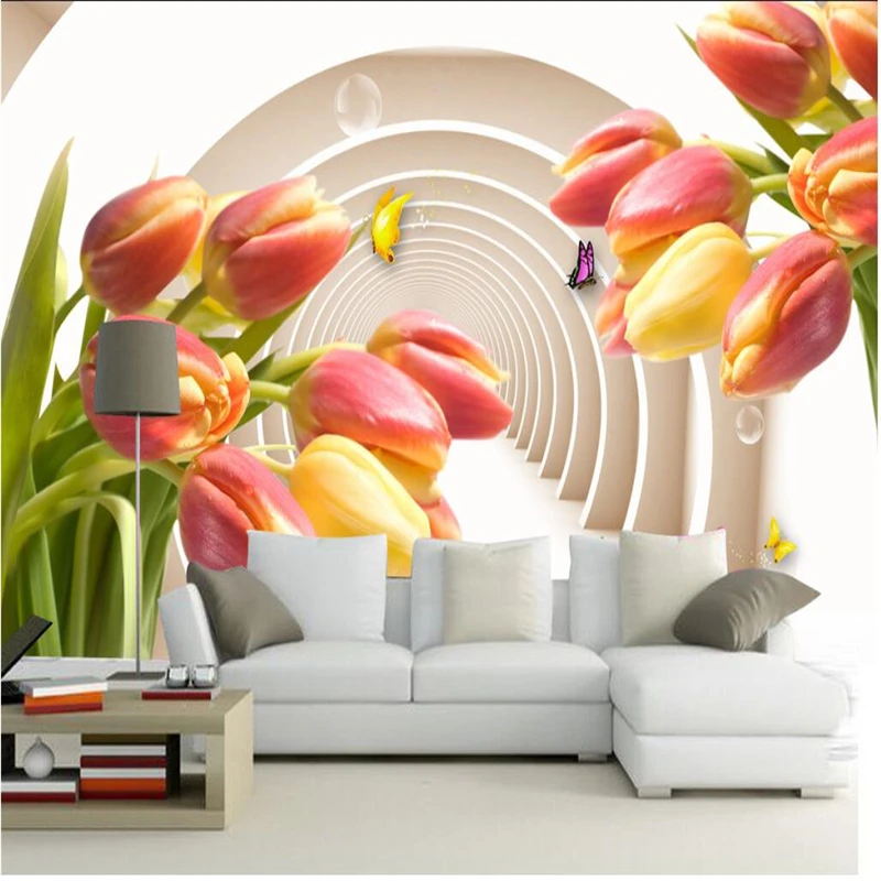 

beibehang Custom Wallpaper Mural Any Size 3D Fantasy Lily Flower Stereo Fresco TV Background Wall papel de parede para quarto