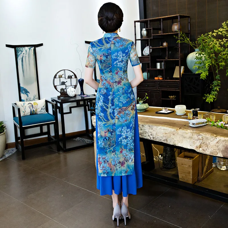 Китайское традиционное платье Вьетнам Aodai китайское длинное Cheongsam традиционные