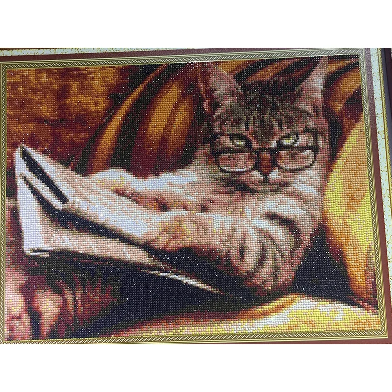 Кошка Животное DIY Кристалл 5D полный пластик Алмазная картина вышивка машина Клей