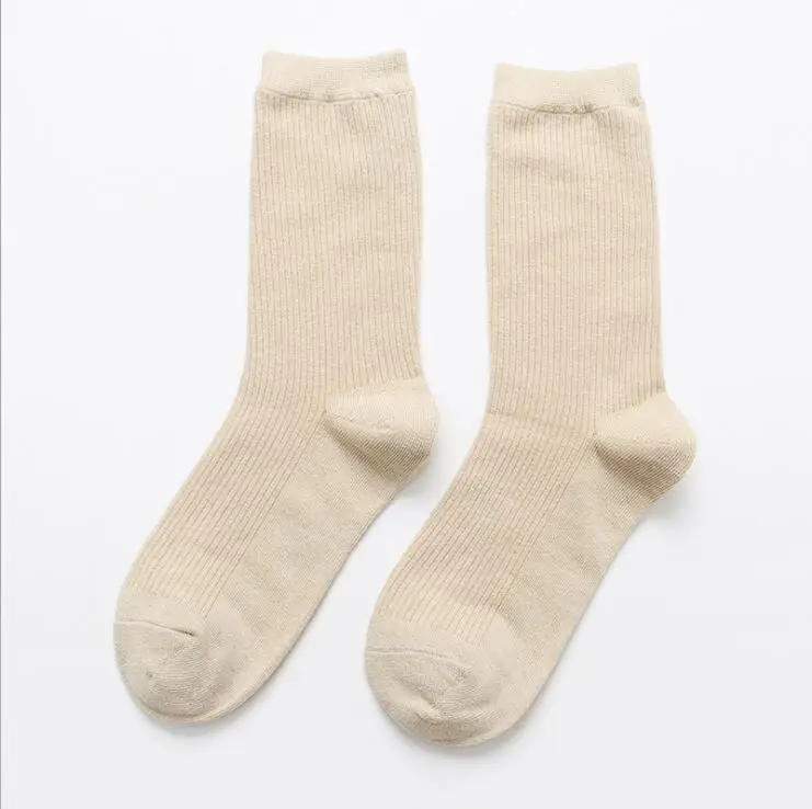 Women long cotton socks high tube lovely soft short sock breathable sweat-absorbing casual long vintage socks hosiery - Цвет: Хаки