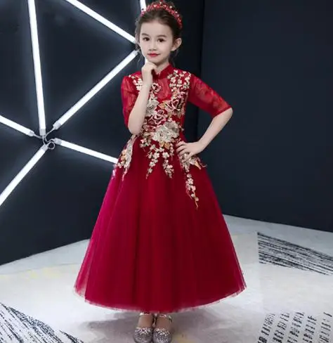 Высокое качество ручной работы вечерние платья для девочек Vestido daminha Casamento бальное платье для девочек в цветочек платья для свадьбы От 4 до 12 лет
