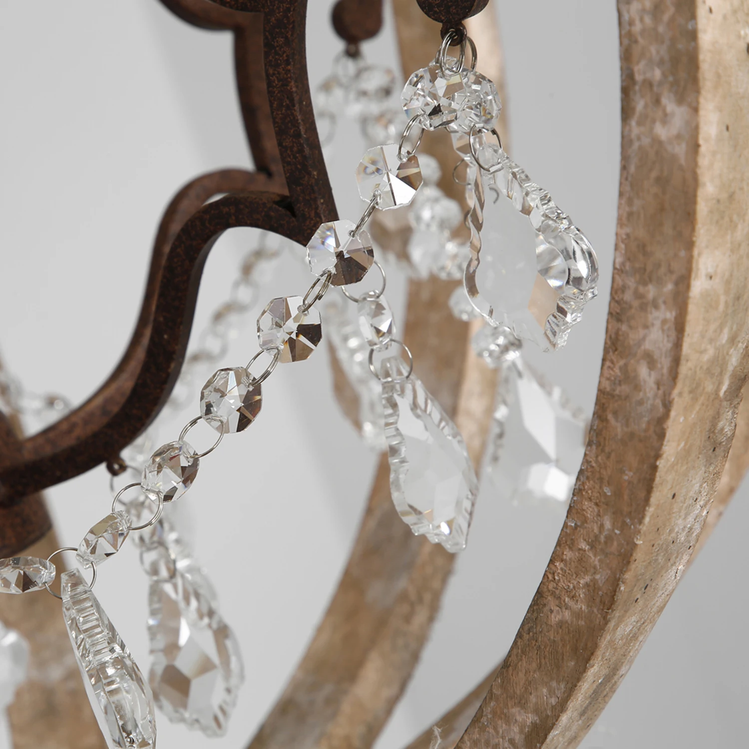 ECOLIGHT Vintage Chandelier Lighting K9 Crystal Decor Wood Retro Lamp for Coffee Bar Dining Room E12/E14 | Освещение