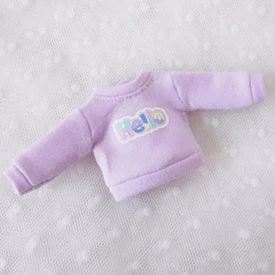 Light purple 1 шт., Милая футболка с длинными рукавами ярких цветов Obitsu 11, Одежда для куклы OB11, аксессуары для выездных игр - Цвет: Light purple