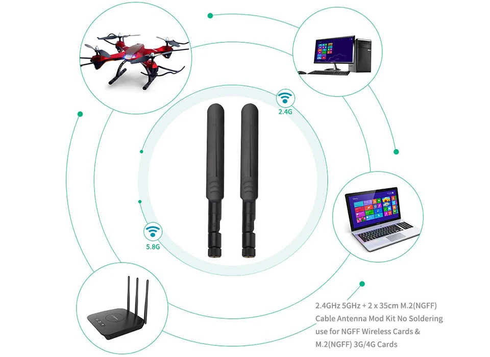 WiFi антенна 2,4 Ghz/5G/5,8 Ghz Omni Двухдиапазонная 5dbi антенна RP SMA male 2,4G 5G 5,8G+ 1,13 PCI U. FL Pigtail кабель