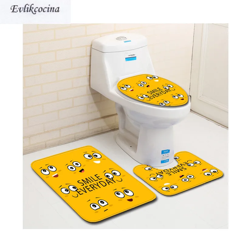 Бесплатная доставка 3 шт. Smile Everyday Banyo коврик для ванной унитаз u образный набор