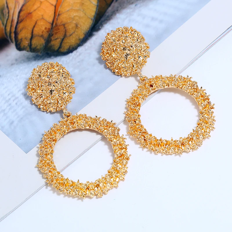 Модные новые висячие серьги в стиле панк из тяжелого металла золотого цвета