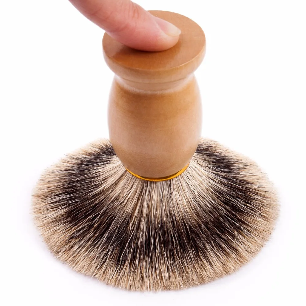 Qshave, Мужская бритва из чистого барсука, бритва, щетка для бритья, для безопасности, прямая Классическая Безопасная бритва, 10,3 см x 4,9 см, коричневого цвета дерева