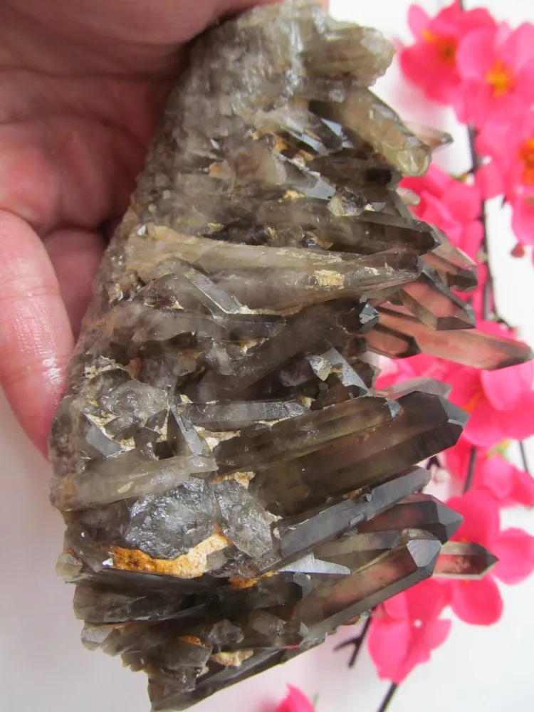 Натуральные черные кварцевые цветы хрустальные скобы устойчивые к украшению