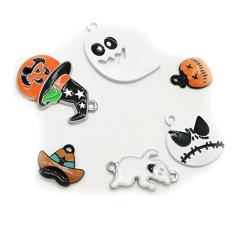 10 pcs Halloween Alloy Charms Funny Spray Paint Pumpkin Vampire Hat Ghost Enamel Pendants Jewelry DIY Accessory GiftYZ530 | Украшения и