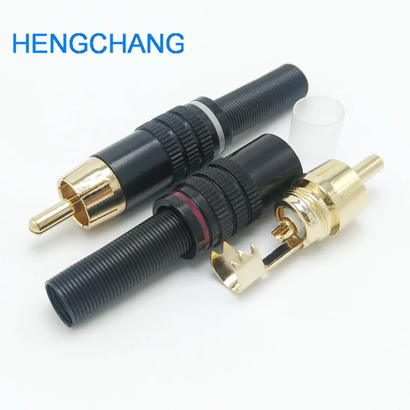 10 шт./лот DIY RCA штекер HIFI позолоченный Аудио кабель RCA Мужской Аудио Видео разъем золотой адаптер для кабеля