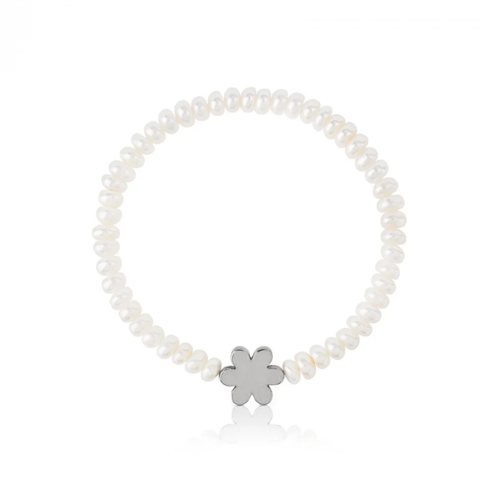 Flower Silver Модные женские мужские серебряные золотые из нержавеющей стали Маленькие девушки цветок Звезда животное Шарм белый шар браслет из натуральных бусин - Окраска металла: Flower Silver